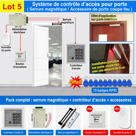 Contrôleur de contrôle d'accès K05 Kit 5 avec ventouse magnétique en applique pour porte simple bois fer coupe-feu 5 1 × 1 × 1 cm 1 g – Livraison gratuite
