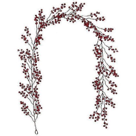 Guirlande artificielle de Noël rouge de 1,95 m (6,39 pi) - Décoration festive pour couronnes, cheminées et sapins (1/5)