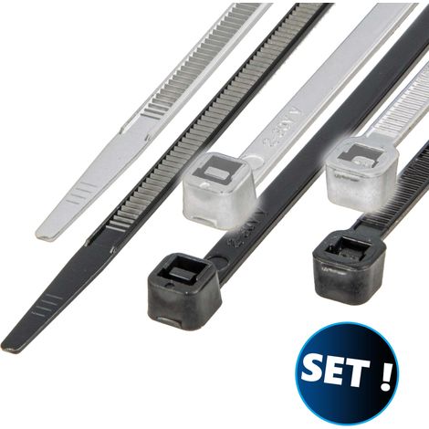 MASTERPROOF PROFESSIONAL Kabelbinder-Set 30-teilig 4,8 mm x 290 mm, je 15 x schwarz/weiß, UV-beständig (1/2)