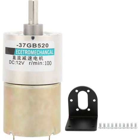 Mikro-Untersetzungsmotor mit verstellbarer Halterung, CW/CCW, hohes Drehmoment, 12 V, XD-37GB520, 100 U/min (1/5)