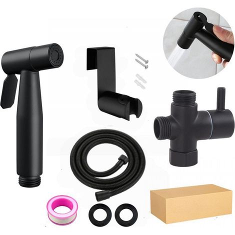 Kit Douchette wc,Pulvérisateur de toilette pour bidet,jet à deux fonctions, facile à installer, Pulvérisateur pour L'hygiène Personnelle  Noir