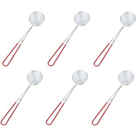 Set di 6 mestoli da cucina in acciaio inox con manici lunghi, setacci per pasta italiana, accessori da cucina per friggere - Crezuo