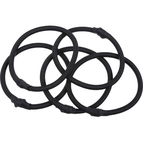 5 Pièces Corde Élastique de Trampoline Noire en Nylon et Latex, Bandes Séparées 4,3 Pouces, pour Bâche et Auvent, Installation Facile, Soutien Ferme, Résistance à L’usure (1/5)