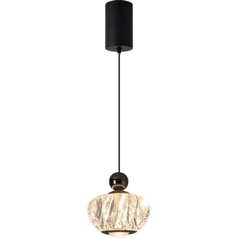 Mini Suspension En Verre, Suspension En Métal Noir Avec Abat-jour Géométrique, Lustre LED Moderne - 8 W - 3000 K, Luminaires Suspendus Minimalistes Nordiques (1/5)