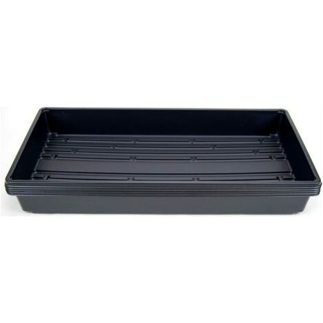 Lot de 5 plateaux de plantation en plastique noir durable (sans trous de drainage) 54 cm x 28 cm - Fleurs, semis (1/4)