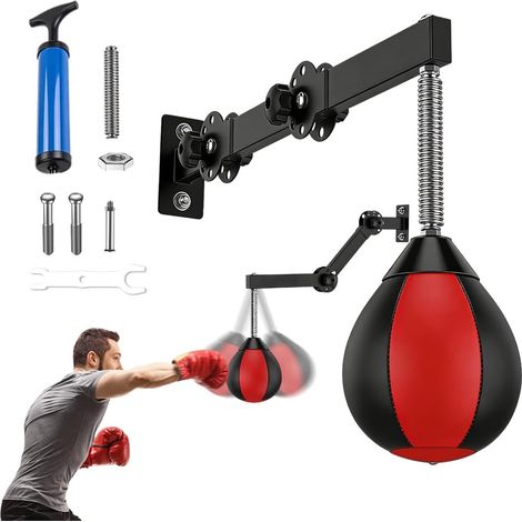 Table de punching ball - Pour montage mural - Avec suspension - Sac de frappe suspendu avec ressorts - Pour la salle de gym à la maison, l'entraînement - Soulage le stress (1/5)