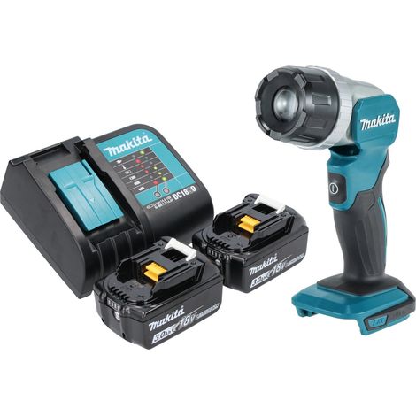 Makita DML 808 SF Lampada portatile a batteria 14,4 / 18 V 190 lm LED + 2x batteria ricaricabile 3,0 Ah + caricatore