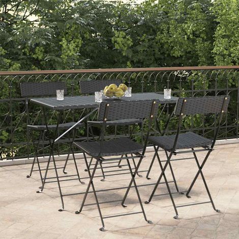 vidaXL Chaises pliantes 4 pièces en polyrotin noir et acier (1/5)