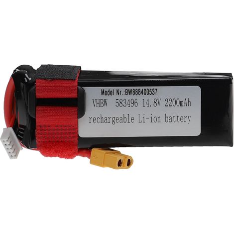 vhbw batteria con XT60 per modellismo per es. macchine da corsa, elicotteri, aerei (2200mAh, 14,8V, Li-Poly, 105 x 34 x 25 mm)