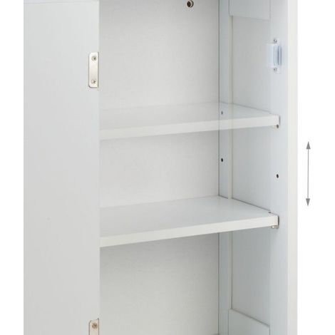 1 Armoire de salle de bain, étagère réglable, fermeture magnétique, MDF, blanc, rangement mural (1/5)