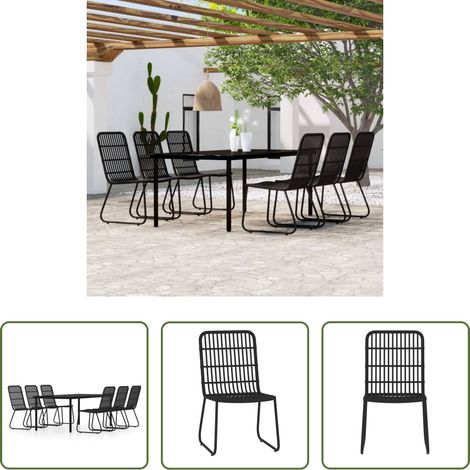 vidaXL Juego de comedor para jardín 7 piezas negro (1/5)