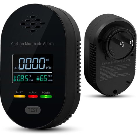 Détecteur Monoxyde de Carbone 3-en-1 – Capteur Température Humidité Affichage LCD Portable Noir (1/5)