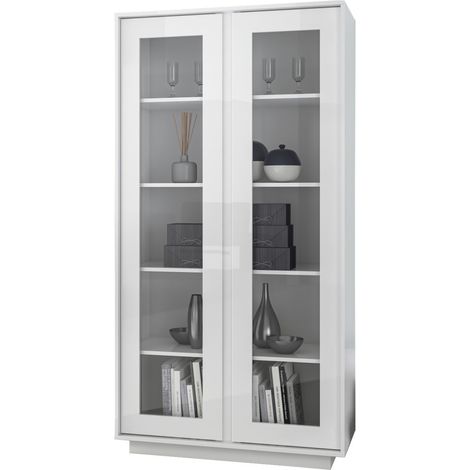 Vitrina 2 puertas, colección CREAM, color blanco lacado brillante (1/4)