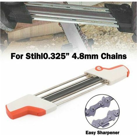 Einfach zu verwendender 2-in-1-Kettensägenschärfer – Feile und Tiefenmesser in einem ergonomischen Werkzeug – Farben Weiß und Orange – Durchmesser 4,8 mm. (1/3)