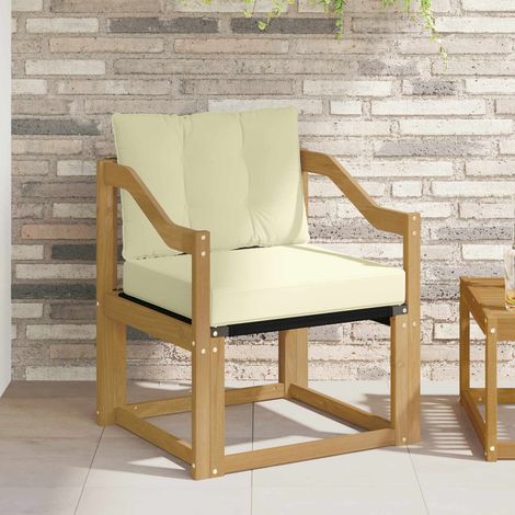 vidaXL Canapé d’extérieur Bois d'Acacia Massif Blanc et crème (1/5)