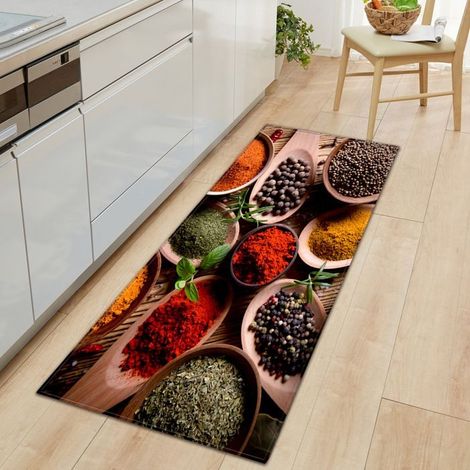 Tapis De Cuisine Une Piece Absorbant De L'eau Antidérapant Imprimé 60 X 90 Cm-PJ210622-A008