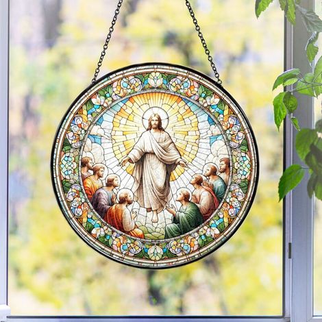 Suspension décorative vitrail – Attrape-soleil intérieur, Diamètre : 15 cm (1/4)