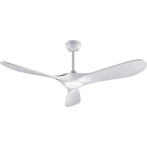 Ventilador de techo de 52" con luz LED y mando a distancia, blanco, 3 aspas de madera (1/5)
