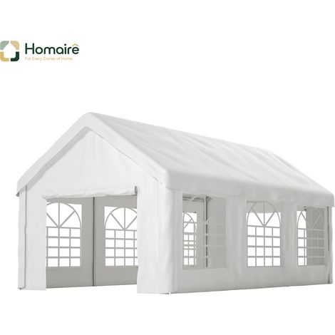 HOMAIRE Garage en tente pour véhicule 3x6m avec doubles portes coulissantes, construction robuste de protection contre les intempéries, toit et côtés amovibles