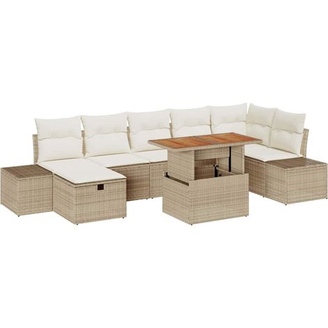 Maison Exclusive - Garten-Sofa-Set 8 pcs Beige Poly-Rattan