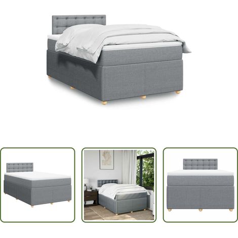 Matelas à ressorts ensachés - Sommier à lattes de lit et matelas gris clair 120x190 cm tissu (1/5)