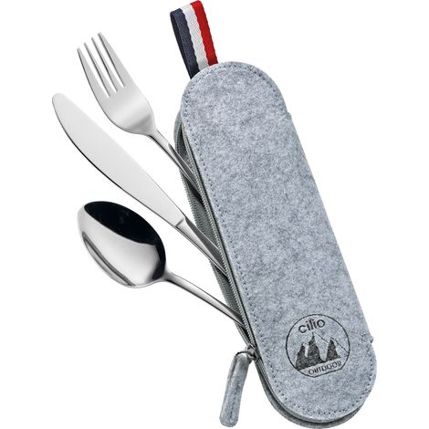 Coffret de couverts Cilio Viaggio, 3 pièces, 23,5 x 7,5 cm, gris (1/3)