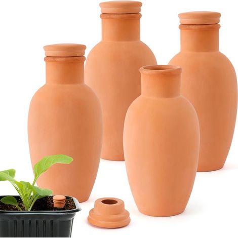 Lot de 4 Globes d'arrosage Automatique pour Plantes de 7,9 cm - Pots d'arrosage Goutte à Goutte - Système Olla en Terre Cuite - Arrosage Automatique (1/5)