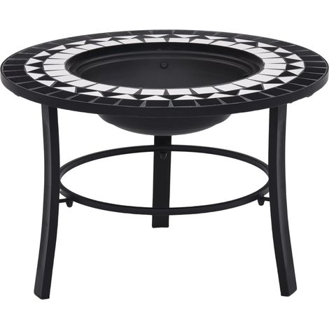 Brasero de mosaico cerámica negro y blanco 68 cm vidaXL