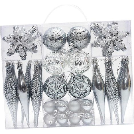 40 boules de Noël décoratives à suspendre au sapin pour les fêtes de fin d'année dans le jardin-Silver (1/5)