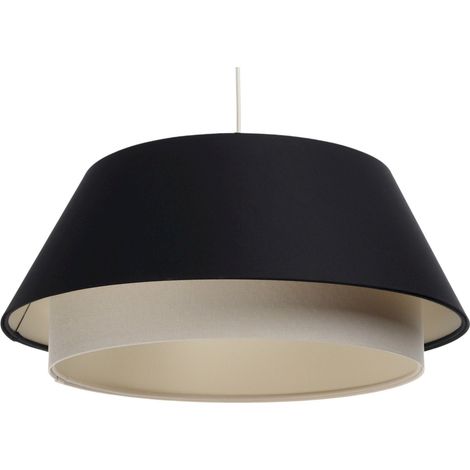 Suspension Extérieur en tissu satiné Noir, intérieur lin crème - Noir, crème (1/5)