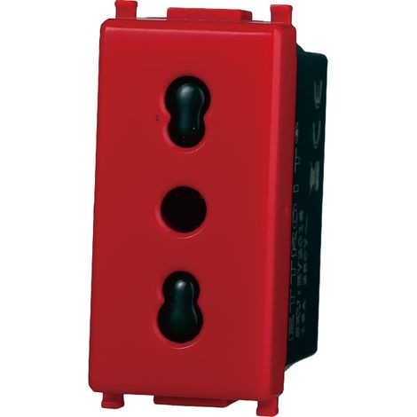 Presa italiana compatibile Vimar Plana 2P+T 10/16A 250V colore rosso Ettroit EV2016 (1/3)
