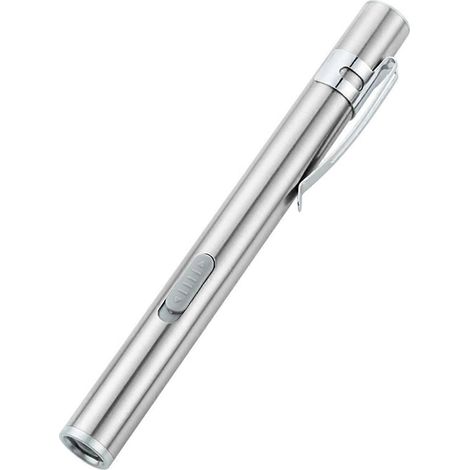 LED-Taschenlampe mit USB-Ladefunktion, weißes Licht, Mini-Stiftform aus Edelstahl für den Außenbereich (1/4)
