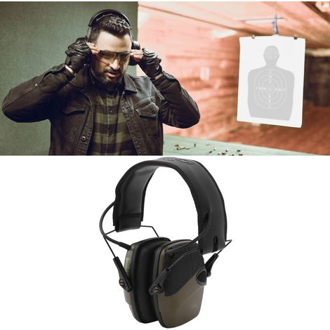 Casque Anti-Bruit Électronique pour Jardinage Chasse Sport Extérieur avec Microphone et Réduction de Bruit - Vert - KZQ (1/5)