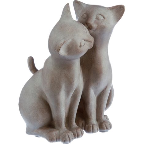 Statue de 2 chats avec bisou en résine