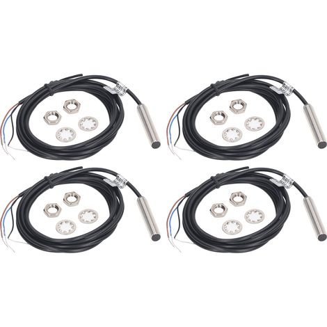 4 Set Proximity Switch 8mm Dia Inductive Proximity Sensor Switch PNP DC 3 Wire NC Contact 6‑36VDC 1mm Measure Range
