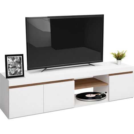Mesa de TV, Blanco Mate y Naturale, Mediano (1/5)