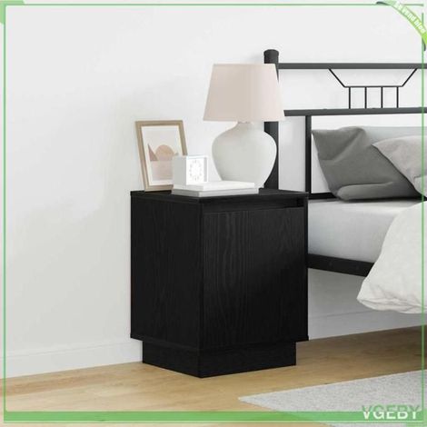 Table de chevet - ABI - 2 pcs - Noir - Bois d'ingénierie - Lumière LED intégrée (1/5)