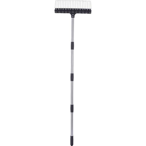 Laubrechen, 22 Zinken, 41,4 cm breit, aus Stahldraht, mit 1,58 m langem Stiel für Rasen, Garten, Mulch und Verfilzung (1/5)