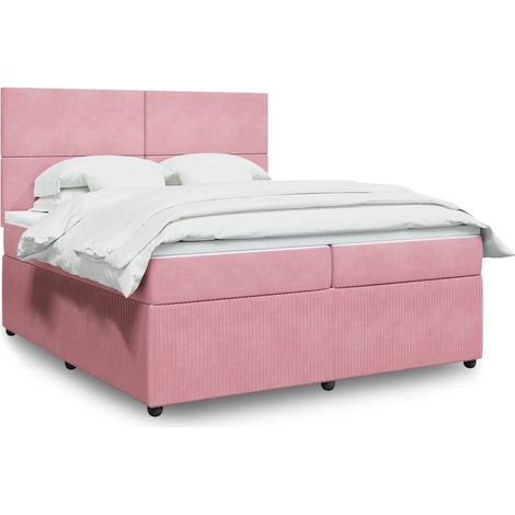 Boxspringbett mit Matratze Rosa 200x200 cm Samt vidaXL (1/5)