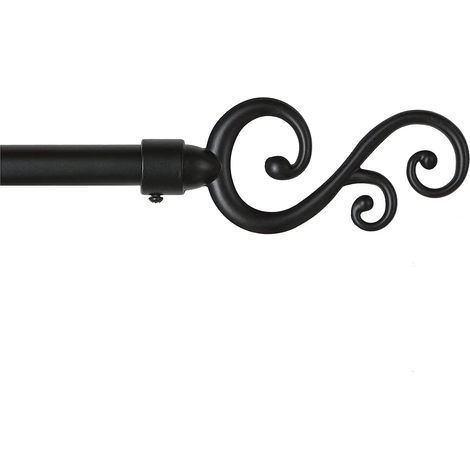 Tringle à Rideau en Fer Vente aux Enchères de Rideaux Anneaux Extensibles 120 210 cm Spirales - Noir
