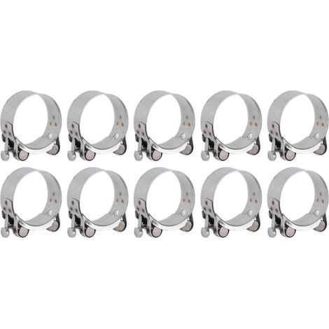 10 Pièces Colliers de Serrage Acier Inoxydable 201 Renforcés pour Tuyaux Galvanisés, Diamètre 48-51mm, Usage Automobile et Industriel