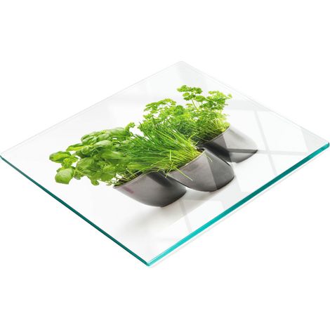 Tabla de cortar y servir decorativa de vidrio para hierbas en maceta, 60x52 cm