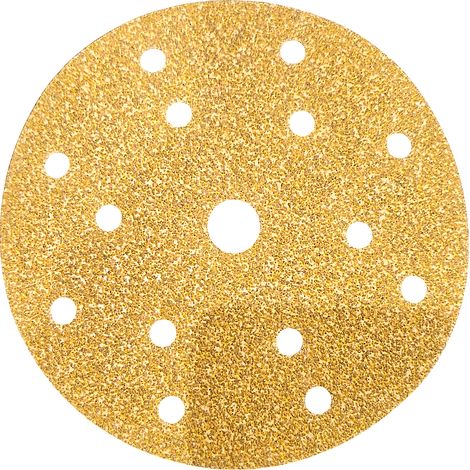 Boite de 50 - Disques abrasifs ponçage ABRAPRO D150, 15 trous bois, peinture et vernis Épaisseur du grain: P 80 (Moyen: Dégrossissage) (1/4)