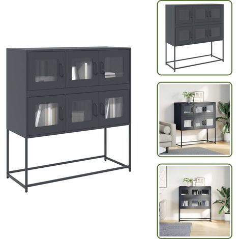 Buffet anthracite 100,5x39x107 cm acier laminé à froid - Buffet - Buffets - Meuble De Rangement - Meuble Buffet (1/5)