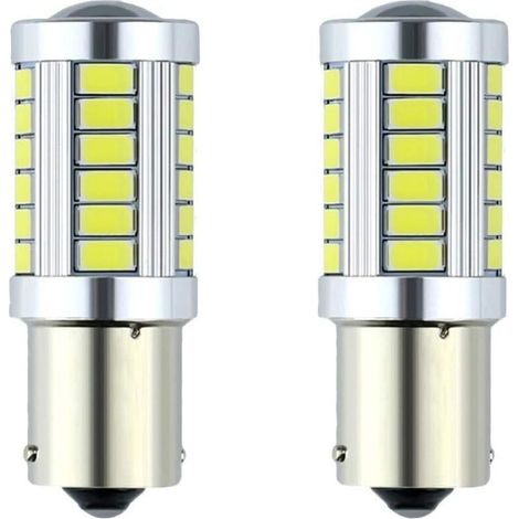 FOREHILL 10er-Pack 1156 BA15s P21W 33SMD 5730 LED-Auto-Rücklichtlampen R5W (Weiß, 1156)
