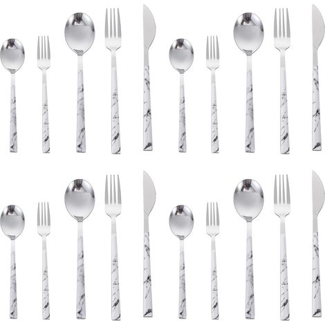 Set Couverts - Acier Inoxydable - Finition Mate Et Têtes Dorées - Pour 4 Personnes - 20 Pièces