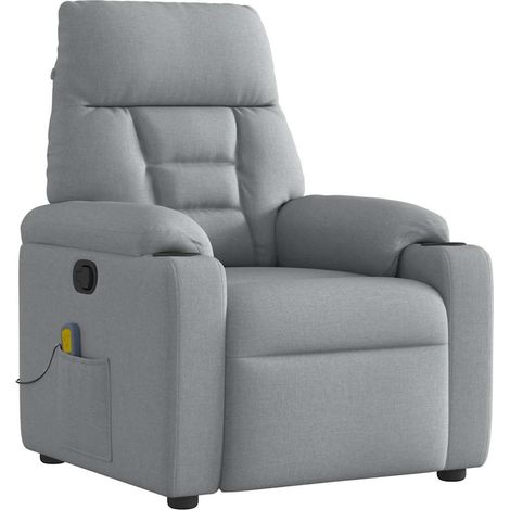 vidaXL Fauteuil de massage inclinable Gris clair Tissu (1/6)