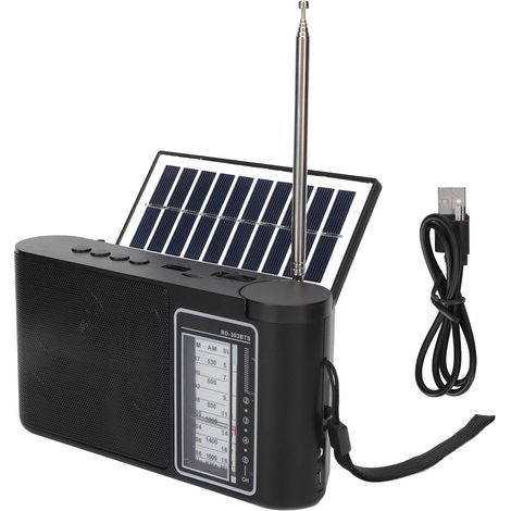 Radio portable FM AM SW multibande, rechargeable solaire et Bluetooth, avec antenne télescopique, pour intérieur et extérieur (1/5)