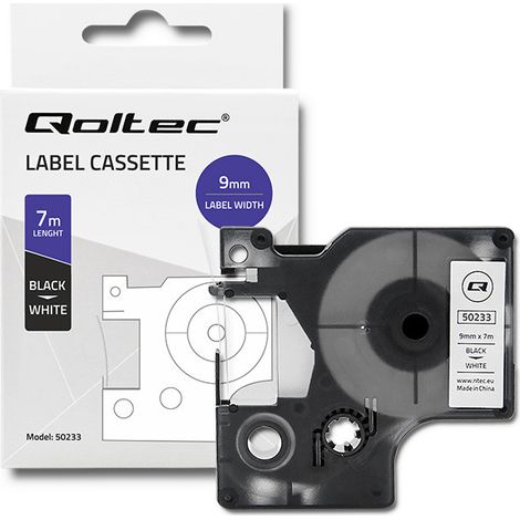Cinta Qoltec para DYMO D1 40913  9 mm x 7 m  Impresión en blanco y negro (1/5)