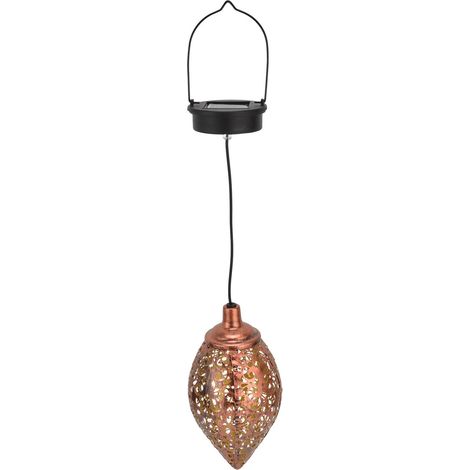 Lustre solaire, style rétro en fer forgé ajouré, luminaire décoratif étanche pour cour, jardin ou terrasse extérieure. (1/5)